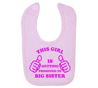 This Girl is Getting Promoted to Big Sister (Thumbs up Sibling Announcement) Cotton Baby bib - Pastel Pink