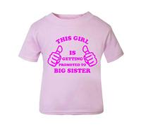 This Girl is Getting Promoted to Big Sister (Thumbs up Sibling Announcement) Short Sleeve Cotton Toddler t Shirt, 2-3 Years, Pastel Pink