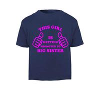 This Girl is Getting Promoted to Big Sister (Thumbs up Sibling Announcement) Short Sleeve Cotton Toddler t Shirt, 3-4 Years, Navy