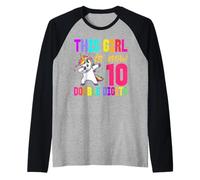 This Girl is Now 10 Double Digits 10th Birthday Raglan Baseball Tee