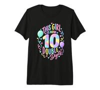 This Girl is Now 10 Double Digits Pastel Birthday Balloons Premium T-Shirt