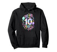 This Girl Is Now 10 Double Digits Pastel Birthday Balloons Pullover Hoodie