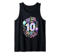This Girl is Now 10 Double Digits Pastel Birthday Balloons Tank Top