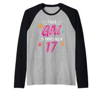 This Girl is Officially 17 Birthday Age Years Old Girls Raglan Baseball Tee