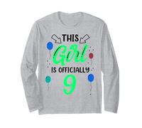 This Girl is Officially 9 Years Old Age Birthday Girls Nine Long Sleeve T-Shirt