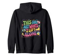 This Girl Just Wants To Be Left Alone Retro Design Nostalgia Zip Hoodie