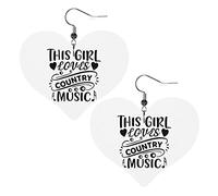 This Girl Loves Country Music 1 Leather Earrings For Women Dangle Earring Drop Heart Pendant With Hook Gifts For Adult Girl