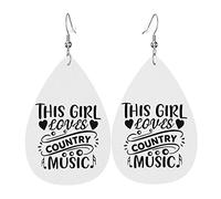 This Girl Loves Country Music 1 Leather Earrings For Women Dangle Earring Drop Pendant With Hook Gifts For Adult Girl