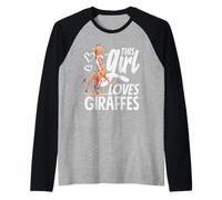 This Girl Loves Giraffes Cute Heart Animal Lover Raglan Baseball Tee