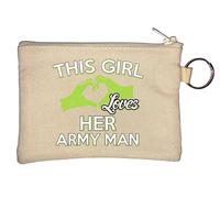 This Girl Loves Her Army Man Key Chain Coin Purse Beige