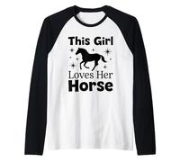 This Girl Loves Her Horse Love Western Art Raglan Baseball Tee