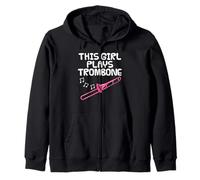 This Girl Plays Trombone, Female Trombonist Brass Musician Zip Hoodie