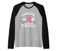 This Girl Rings the Bell Breast Cancer Awareness Pink Ribbon Raglan Baseball Tee
