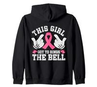 This Girl Rings the Bell Breast Cancer Awareness Pink Ribbon Zip Hoodie