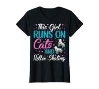 This Girl Runs On Cats and Roller Skating Skater Women T-Shirt