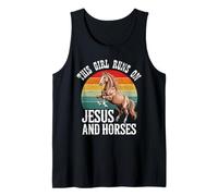 This Girl Runs On Jesus and Horses Retro Christian Cowgirl Tank Top