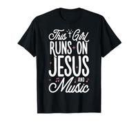 This Girl Runs On Jesus And Music Lover Christian Women Gift T-Shirt