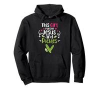 This Girl Runs On Jesus And Pickles Cucumber Vegetable Pickl Pullover Hoodie