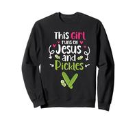 This Girl Runs On Jesus And Pickles Cucumber Vegetable Pickl Sweatshirt