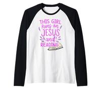 This Girl Runs On Jesus and Reading Read Bible Study Group Raglan Baseball Tee