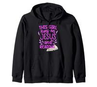 This Girl Runs On Jesus And Reading Read Bible Study Group Zip Hoodie