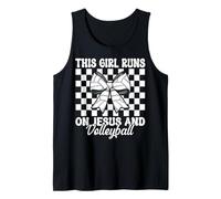 This Girl Runs On Jesus And Volleyball Girl Christian Pink Tank Top