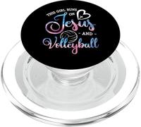 This Girl Runs On Jesus And Volleyball Player Christian Gift PopSockets PopGrip for MagSafe