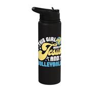 This Girl Runs On Jesus and Volleyball Stainless Steel Insulated Water Bottle
