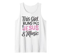 This Girl Runs on Jesus & Music Bible Religious God Piano Tank Top