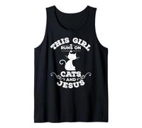 This Girls Runs on Jesus and Cats Christian Cat Lover Bible Tank Top