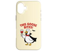 This Goose Bites Funny Vampire Halloween Goose Design Case for iPhone 16 Plus