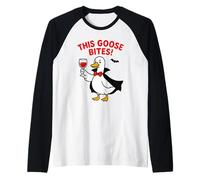 This Goose Bites Funny Vampire Halloween Goose Design Raglan Baseball Tee