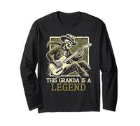 This Granda is A Legend Funny Fathers Day Guitar Skeleton Long Sleeve T-Shirt