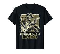 This Granda Is A Legend Funny Fathers Day Guitar Skeleton T-Shirt