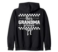 This Grandma Prays Faith Checkered Bow Zip Hoodie