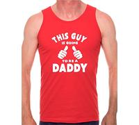 This Guy Going to Be Daddy Mens Vest Tank Gym Athletic Top Large Red