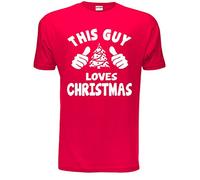 This Guy Loves Christmas Santa Xmas Mens T Shirt Large Red
