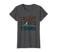 This Guy Loves Fishing - Funny Angler Gift, fishings T-Shirt, Women, Dark Heather Grey, 3XL