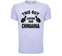 This Guy Loves His Chihuahua Dog Mens T-Shirt X-Large Grey Black Text