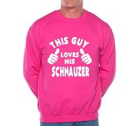 This Guy Loves His Schnauzer Dog Mens Unisex Sweatshirt Large Hot Pink