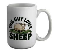 This Guy Loves Sheep Warm Woolly Farm Animal Mug White 15oz Large Cup