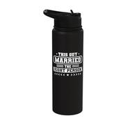 This Guy Married The Right Person Funny Married Couple Stainless Steel Insulated Water Bottle