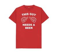 This Guy Needs a Beer T-Shirt Funny Party & Drinking Tee, Funny Beer T-Shirt for Men - This Guy Needs a Beer Drinking Humor Graphic Tee - Novelty Party Gift Red