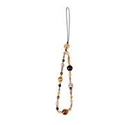This handcrafted phone strap features a blend of natural crystals, including tiger's eye, citrine, black agate, and obsidian, with a gold-plated diamond pendant. Suitable for bags and keys, it's unise