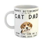 This Happy Retirement to The Best Cat Dad Now You Can Be A Full Time Dog Dad Mug Features Adorable Puppy Artwork