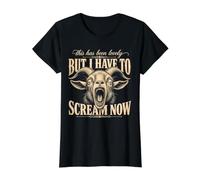 This Has Been Lovely But I Have to Scream Now Screaming Goat Value Graphic T-Shirt, Women, Black, S