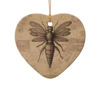 This Heart Shape Ceramic Christmas Tree Ancient Insects Pendant with a Pattern is Perfect for Winter Christmas Party and Home Decor.