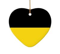 This Heart Shape Ceramic Christmas Tree Baden-Württemberg Flag Pendant with a Pattern is Perfect for Winter Christmas Party and Home Decor.