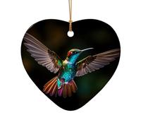 This Heart Shape Ceramic Christmas Tree Nice Hummingbird Pendant with a Pattern is Perfect for Winter Christmas Party and Home Decor.