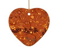 This Heart Shape Ceramic Christmas Tree Vintage Simple Lines Pendant with a Pattern is Perfect for Winter Christmas Party and Home Decor.